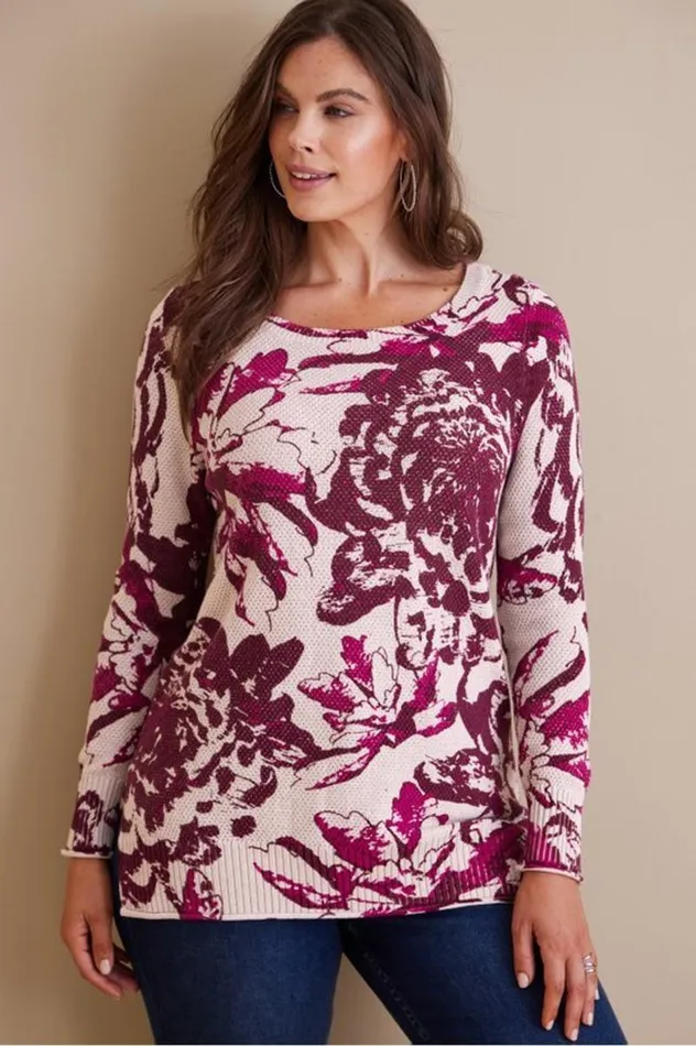 Women Marin Sweater Navy Blue Floral Paisley Soft Surroundings Tops Women Marin Sweater Navy Blue Floral Paisley Soft Surroundings Tops