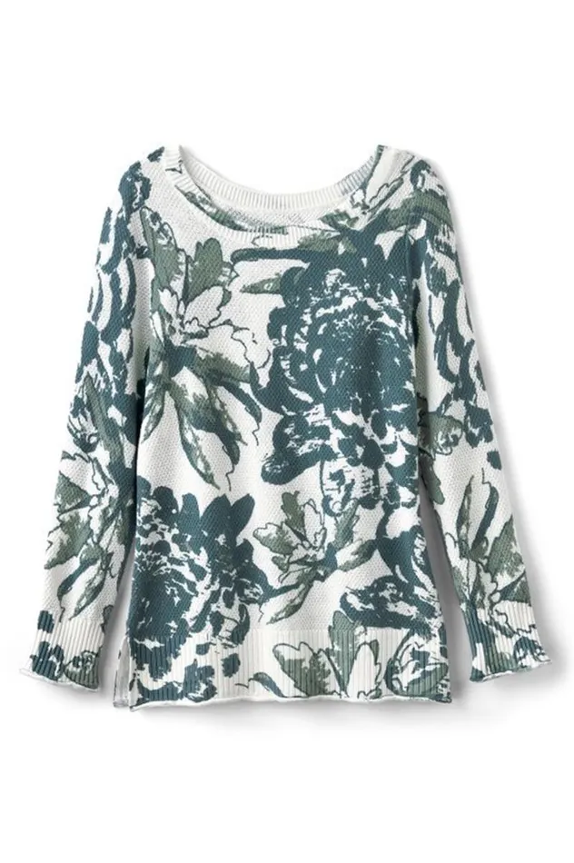 Women Marin Sweater Navy Blue Floral Paisley Soft Surroundings Tops Women Marin Sweater Navy Blue Floral Paisley Soft Surroundings Tops