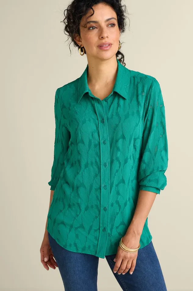Women Matine Jacquard Tunic and Cami Evergreen Soft Surroundings Tops