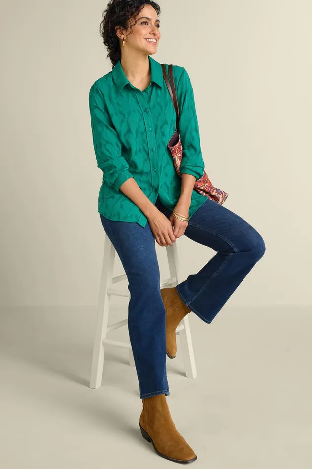 Women Matine Jacquard Tunic and Cami Evergreen Soft Surroundings Tops Women Matine Jacquard Tunic and Cami Evergreen Soft Surroundings Tops