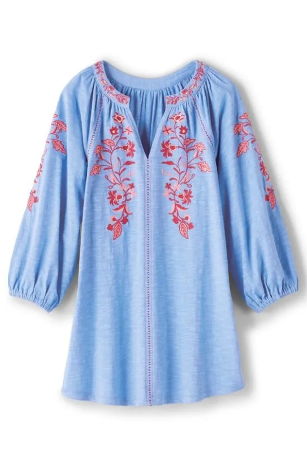 Women Meagan Tunic Blue Bonnet Soft Surroundings Tops Women Meagan Tunic Blue Bonnet Soft Surroundings Tops