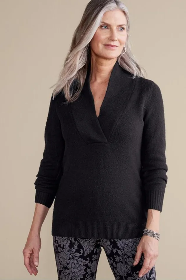 Women Meera Sweater Black Soft Surroundings Tops
