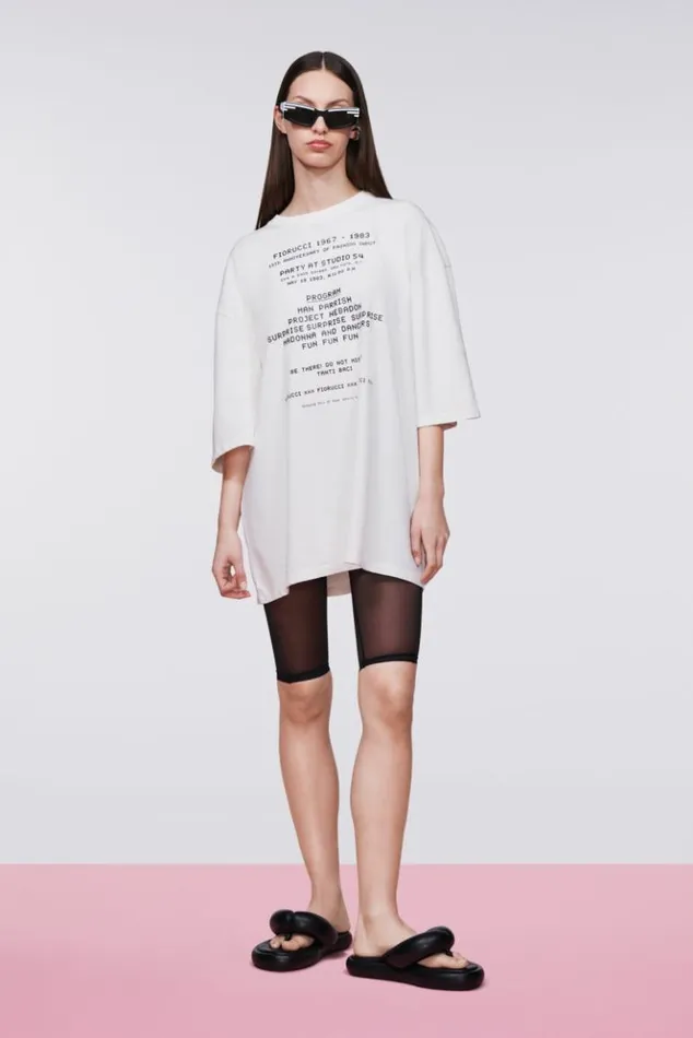 WomenMen Fiorucci Invitation Graphic TShirt White White WomenMen Fiorucci Invitation Graphic TShirt White White