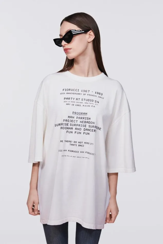 WomenMen Fiorucci Invitation Graphic TShirt White White WomenMen Fiorucci Invitation Graphic TShirt White White
