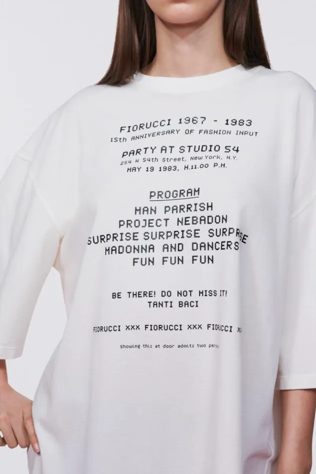 WomenMen Fiorucci Invitation Graphic TShirt White White WomenMen Fiorucci Invitation Graphic TShirt White White
