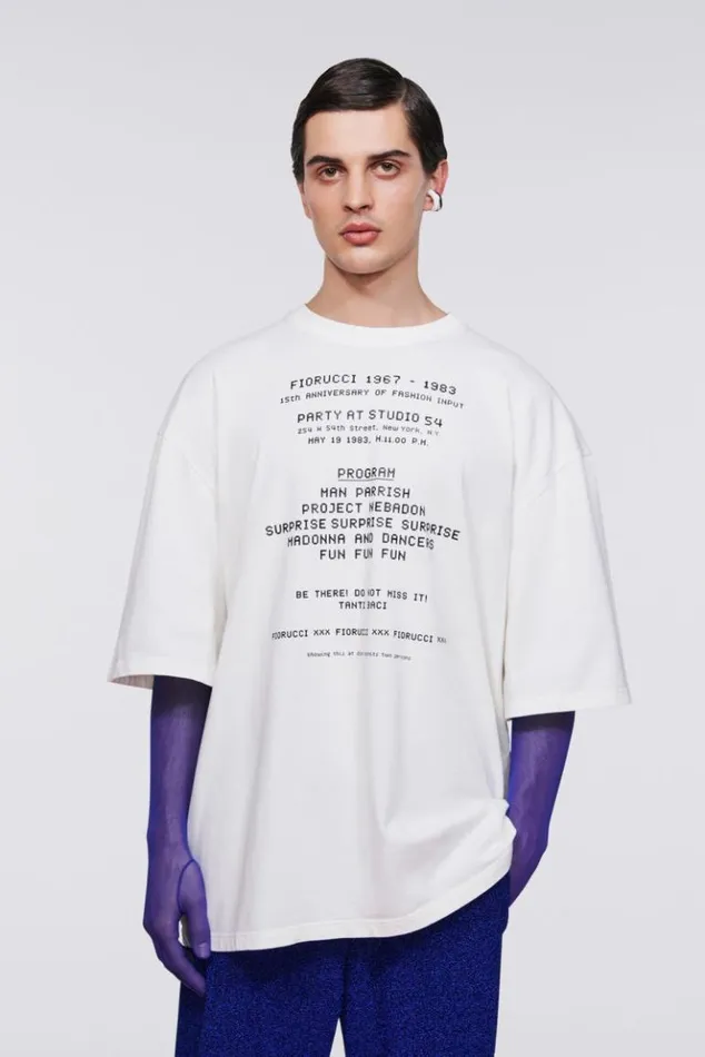 WomenMen Fiorucci Invitation Graphic TShirt White White WomenMen Fiorucci Invitation Graphic TShirt White White