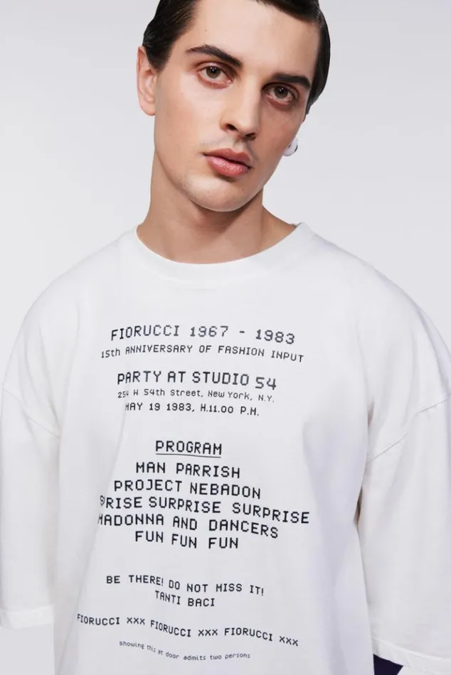 WomenMen Fiorucci Invitation Graphic TShirt White White WomenMen Fiorucci Invitation Graphic TShirt White White