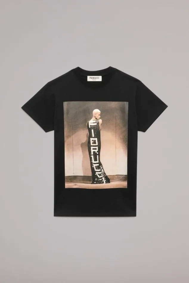 WomenMen Fiorucci Unisex Tile Graphic TShirt Black Black