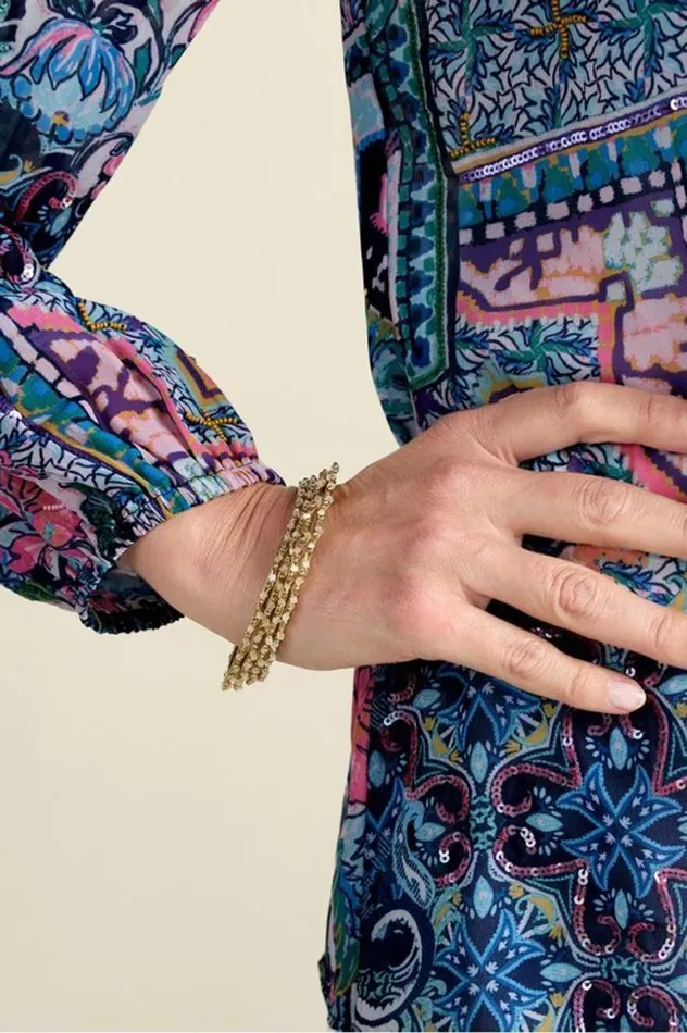 Women Mena Beaded Bangle Set Bluegold Soft Surroundings Jewelry Women Mena Beaded Bangle Set Bluegold Soft Surroundings Jewelry