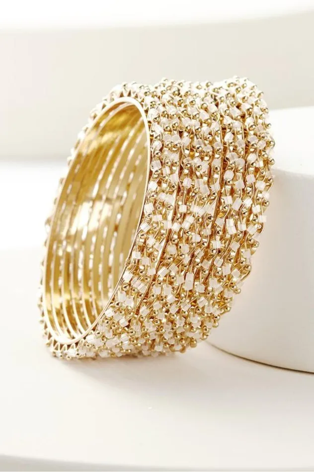 Women Mena Beaded Bangle Set Bluegold Soft Surroundings Jewelry Women Mena Beaded Bangle Set Bluegold Soft Surroundings Jewelry