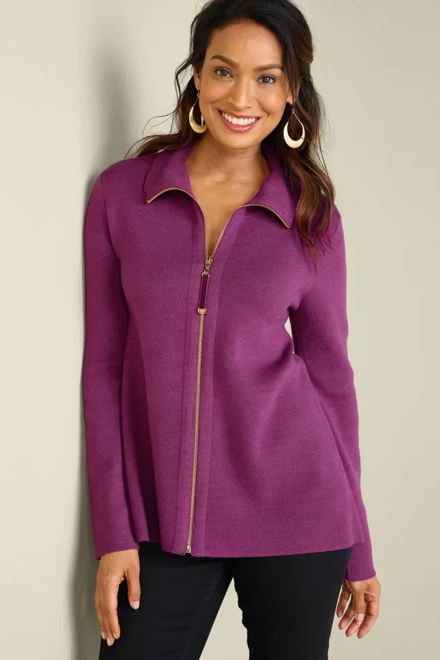 Women Meria Zip Cardi Brunnera Blue Soft Surroundings Tops