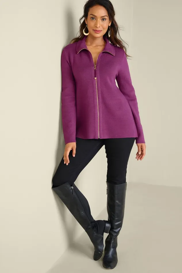 Women Meria Zip Cardi Brunnera Blue Soft Surroundings Tops Women Meria Zip Cardi Brunnera Blue Soft Surroundings Tops