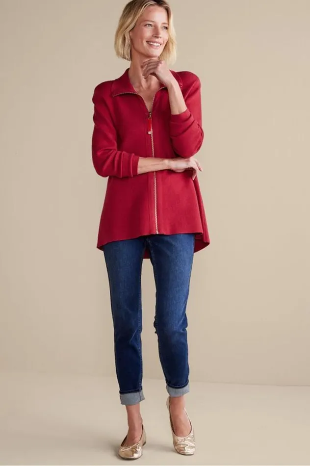 Women Meria Zip Cardi Brunnera Blue Soft Surroundings Tops Women Meria Zip Cardi Brunnera Blue Soft Surroundings Tops