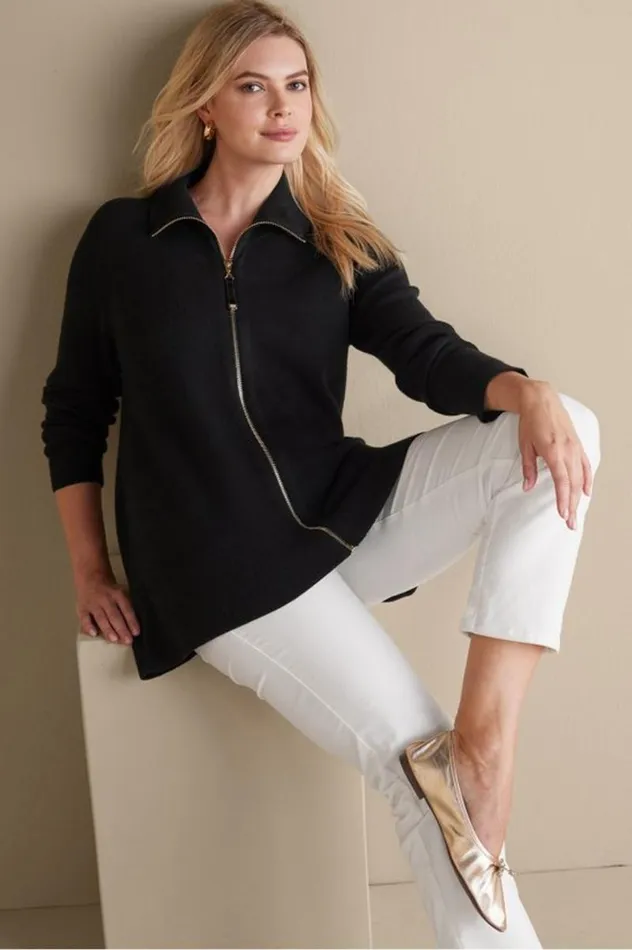 Women Meria Zip Cardi Brunnera Blue Soft Surroundings Tops Women Meria Zip Cardi Brunnera Blue Soft Surroundings Tops
