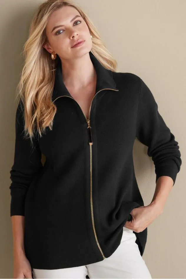 Women Meria Zip Cardi Brunnera Blue Soft Surroundings Tops Women Meria Zip Cardi Brunnera Blue Soft Surroundings Tops