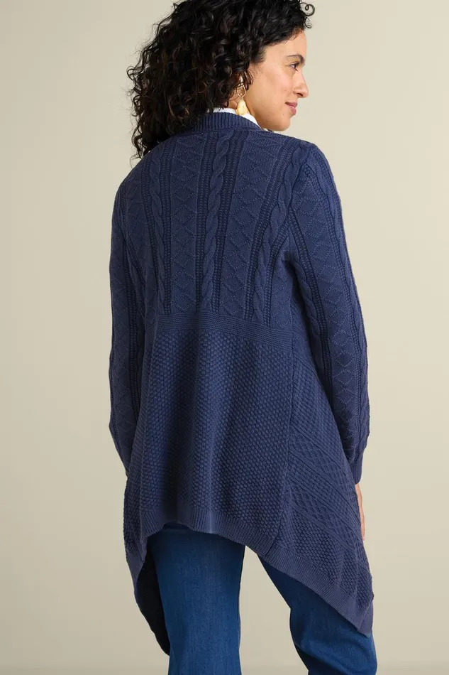 Women Minah Cable Knit Cardigan Denim Blue Soft Surroundings Tops Women Minah Cable Knit Cardigan Denim Blue Soft Surroundings Tops