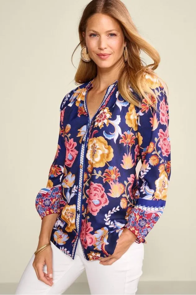 Women Ohana Blouse Akrotiri Flowers Soft Surroundings Tops