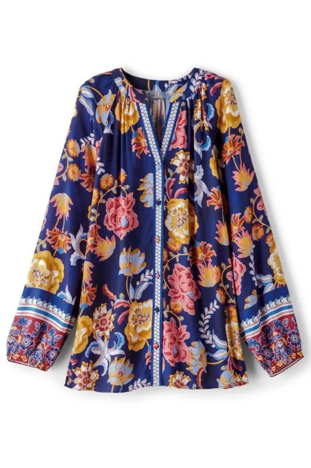 Women Ohana Blouse Akrotiri Flowers Soft Surroundings Tops Women Ohana Blouse Akrotiri Flowers Soft Surroundings Tops