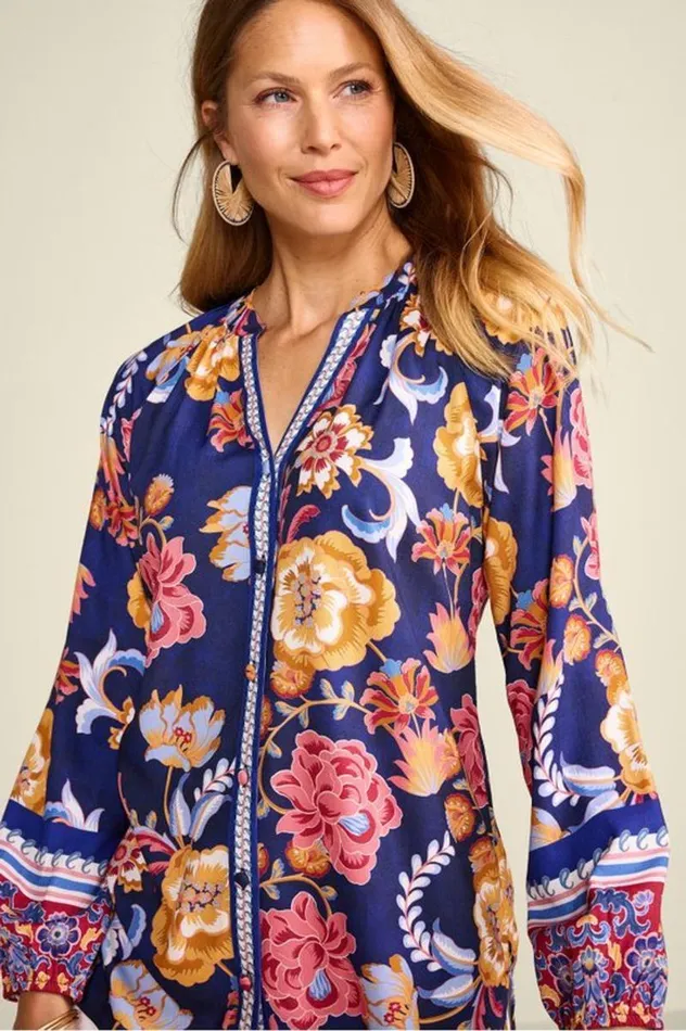 Women Ohana Blouse Akrotiri Flowers Soft Surroundings Tops Women Ohana Blouse Akrotiri Flowers Soft Surroundings Tops