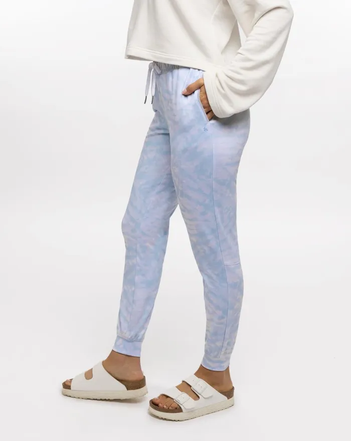 Women Pants TravisMathew CLOUD FLEECE TIE DYE JOGGER Skyway Blue