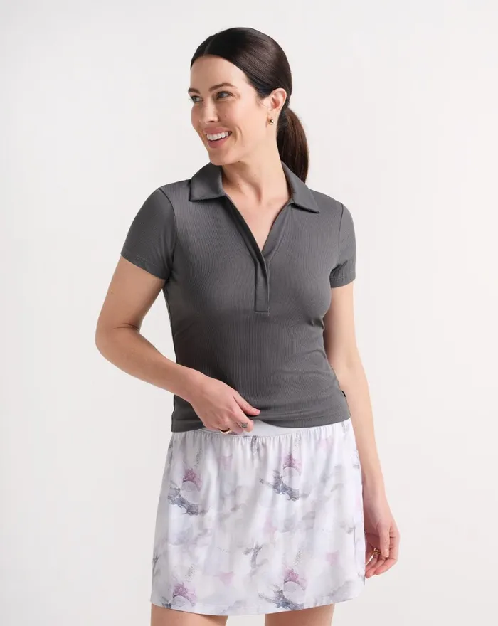 Women Polos TravisMathew BARCELONA RIBBED POLO Thunderstorm