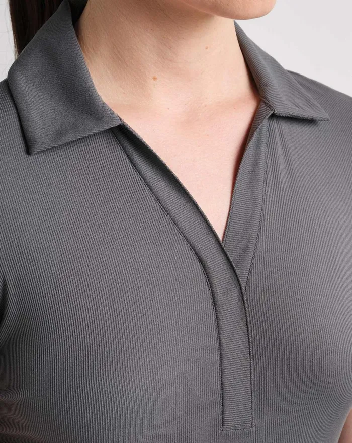 Women Polos TravisMathew BARCELONA RIBBED POLO Thunderstorm