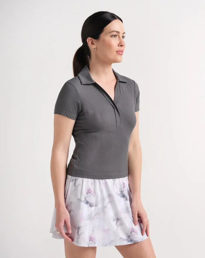 Women Polos TravisMathew BARCELONA RIBBED POLO Thunderstorm