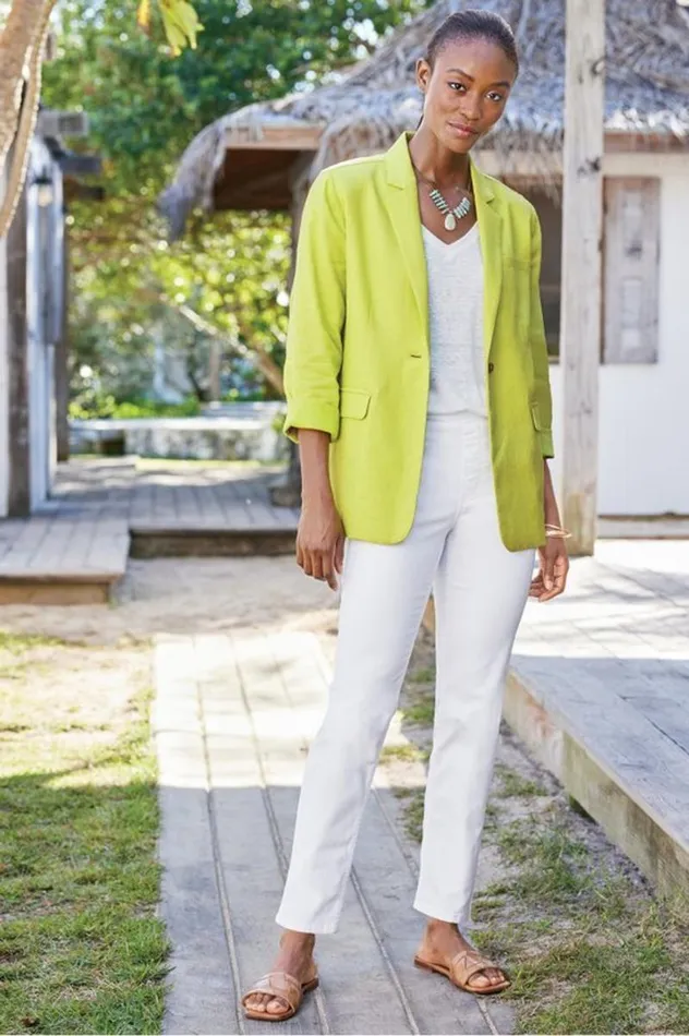 Women Portofino Linen Blend Boyfriend Blazer Lime Soft Surroundings Toppers Women Portofino Linen Blend Boyfriend Blazer Lime Soft Surroundings Toppers