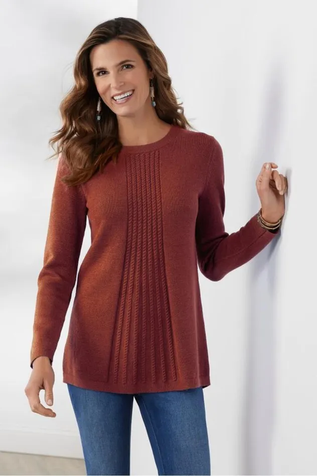 Women Priscilla Pullover Tunic Sweater Brick Red Soft Surroundings Tops Women Priscilla Pullover Tunic Sweater Brick Red Soft Surroundings Tops