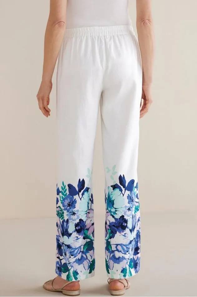 Women Ronna Linen Blend Wide Leg Pants Watercolor Floral Soft Surroundings Pants Women Ronna Linen Blend Wide Leg Pants Watercolor Floral Soft Surroundings Pants