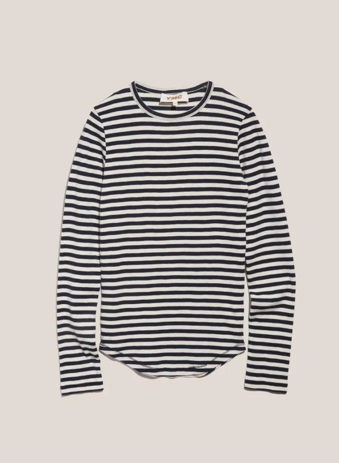 Womens Earth YMC Earth Charlotte LongSleeved TShirt Navy White