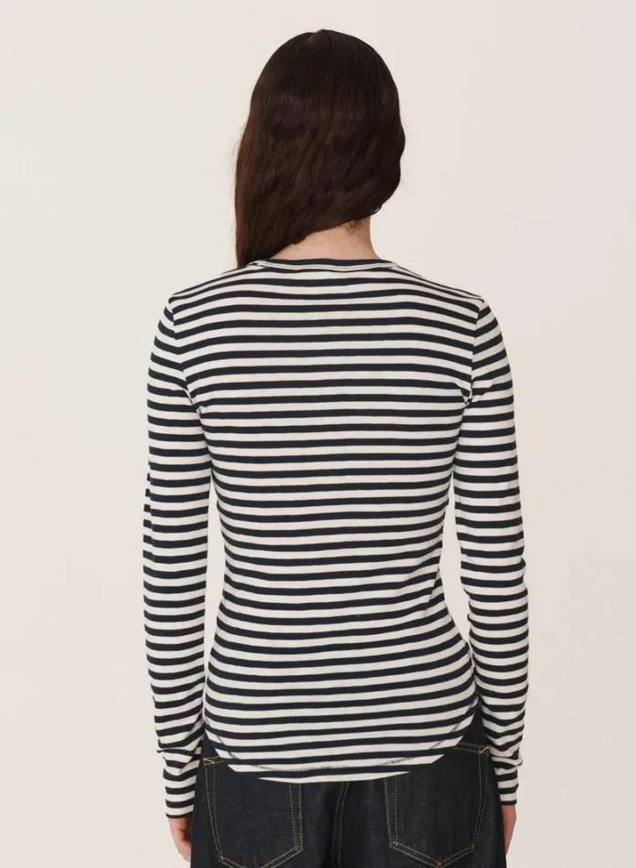 Womens Earth YMC Earth Charlotte LongSleeved TShirt Navy White