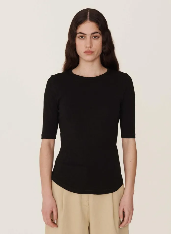 Womens Earth YMC Earth Charlotte ShortSleeved TShirt Black