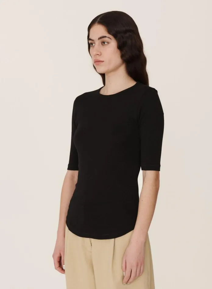 Womens Earth YMC Earth Charlotte ShortSleeved TShirt Black