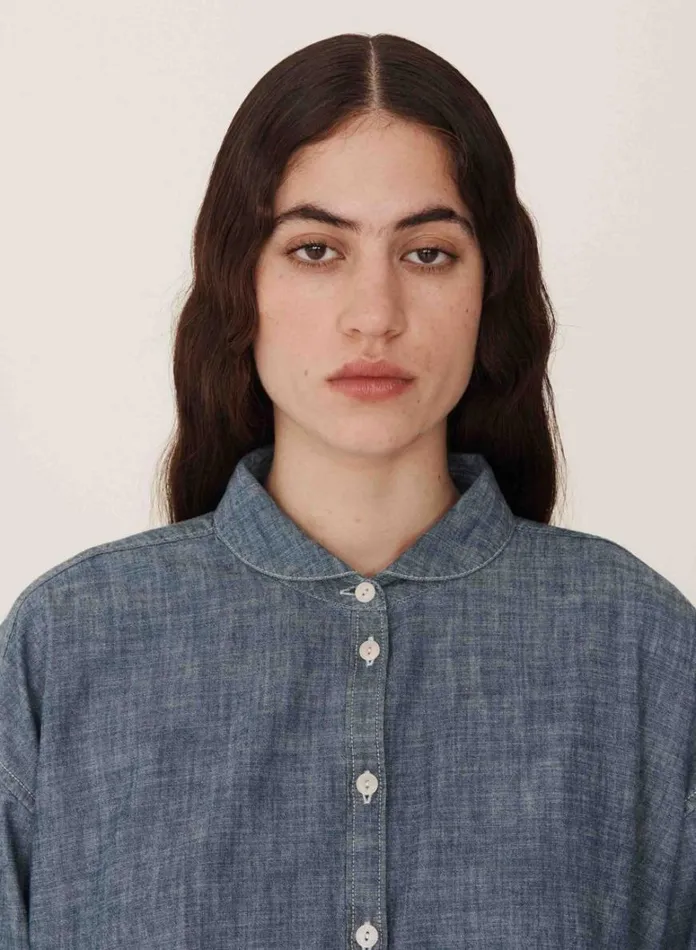 Womens Earth YMC Earth Marianne Chambray Shirt Light Indigo