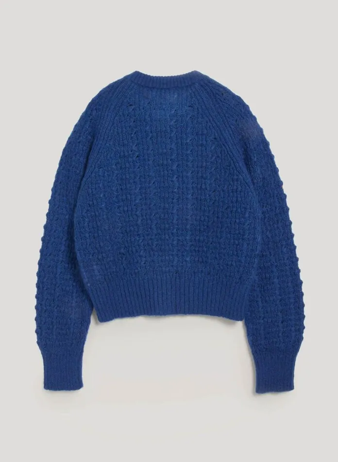 Womens Knitwear YMC Foxtail Cardigan Blue