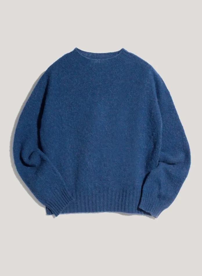 Womens Knitwear YMC Jets Crew Neck Jumper Blue