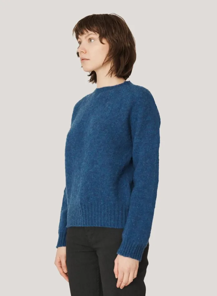 Womens Knitwear YMC Jets Crew Neck Jumper Blue