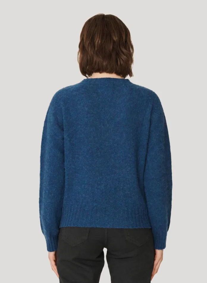 Womens Knitwear YMC Jets Crew Neck Jumper Blue