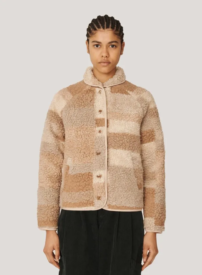 Womens Outerwear YMC Beach Fleece Jacket Natural Multi