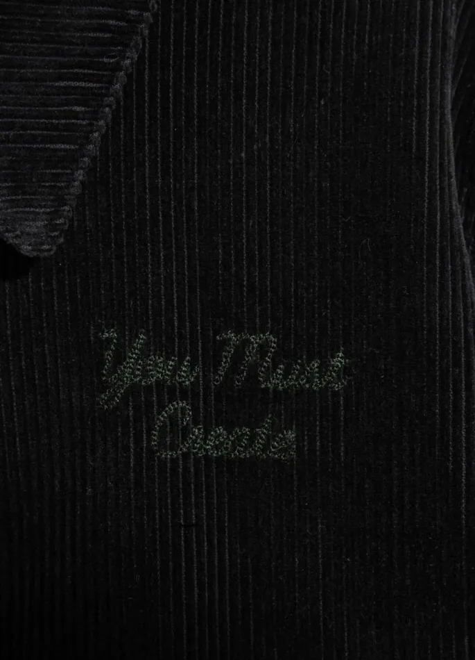 Womens Outerwear YMC Jets Embroidered Corduroy Baseball Jacket Black