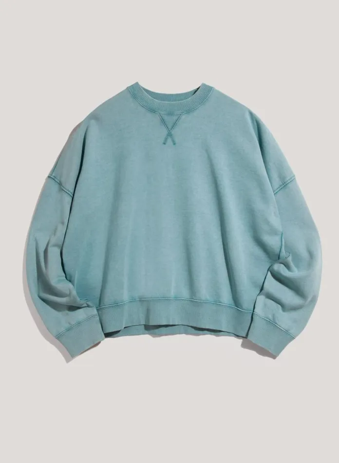 Womens Sweatshirts YMC Almost Grown Loopback Cotton Sweatshirt Blue