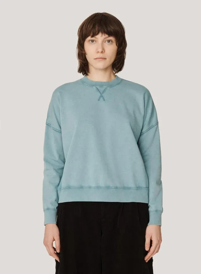 Womens Sweatshirts YMC Almost Grown Loopback Cotton Sweatshirt Blue
