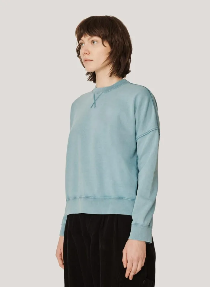 Womens Sweatshirts YMC Almost Grown Loopback Cotton Sweatshirt Blue
