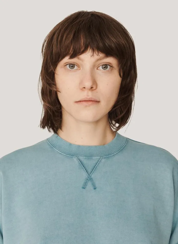 Womens Sweatshirts YMC Almost Grown Loopback Cotton Sweatshirt Blue