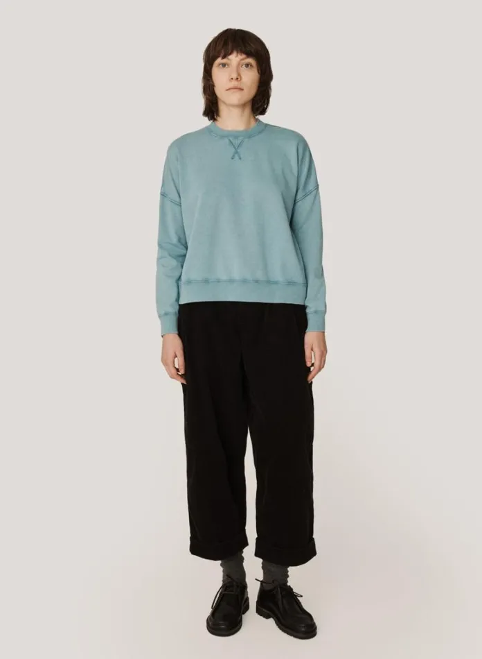 Womens Sweatshirts YMC Almost Grown Loopback Cotton Sweatshirt Blue