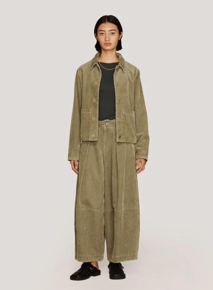 Womens Trousers YMC Deadbeat Corduroy Trousers Olive