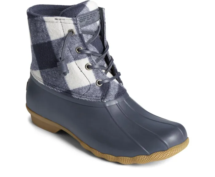 Women Saltwater Buffalo Check Duck Boot Navy Sperry Boots Women Saltwater Buffalo Check Duck Boot Navy Sperry Boots