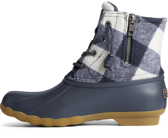 Women Saltwater Buffalo Check Duck Boot Navy Sperry Boots Women Saltwater Buffalo Check Duck Boot Navy Sperry Boots