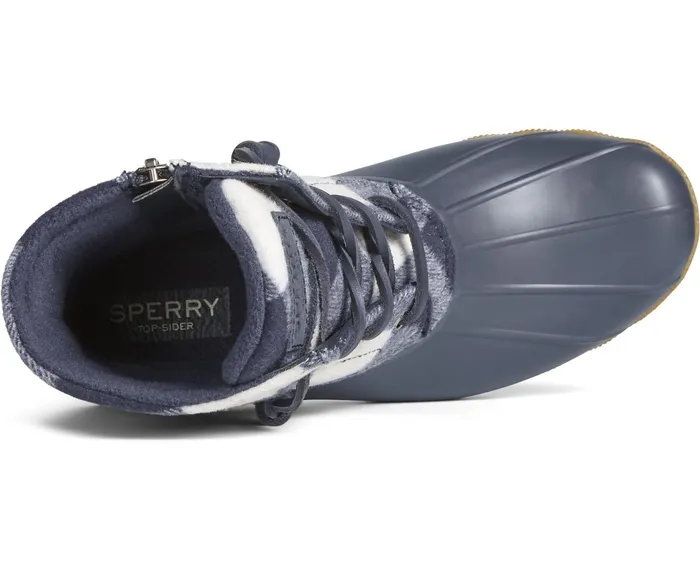Women Saltwater Buffalo Check Duck Boot Navy Sperry Boots Women Saltwater Buffalo Check Duck Boot Navy Sperry Boots